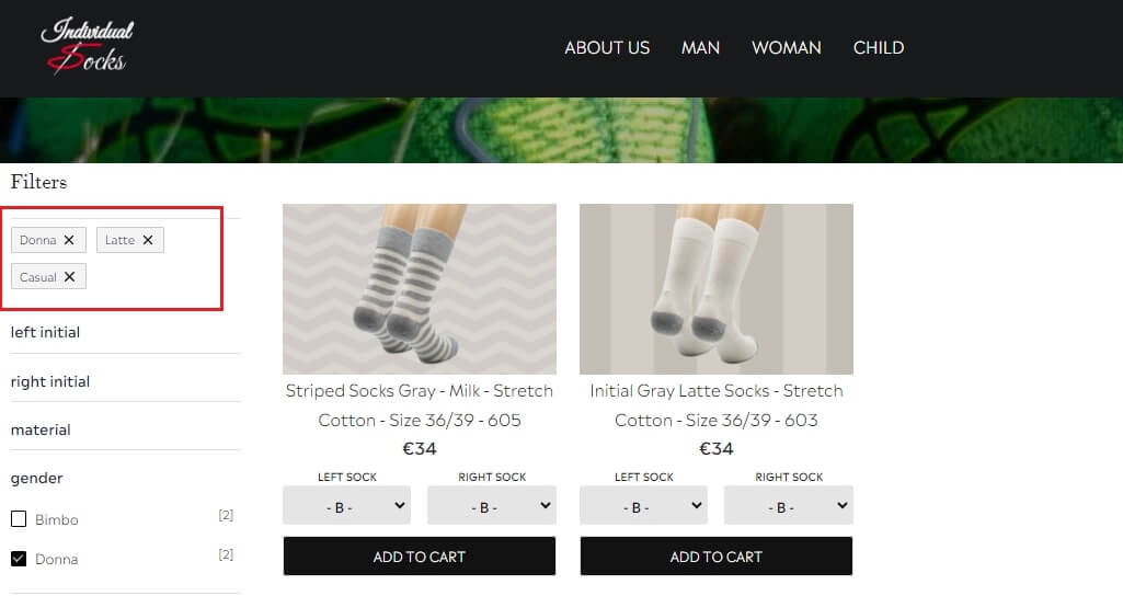 Individual Socks Filters UI